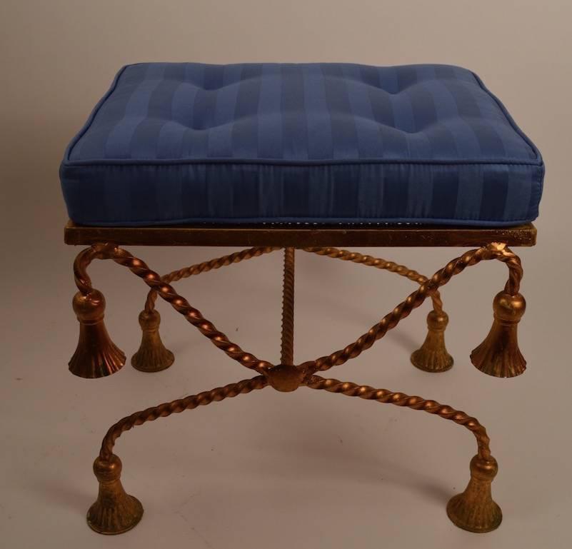 Italian Gold Gilt Metal Tassel Bench Stool 1