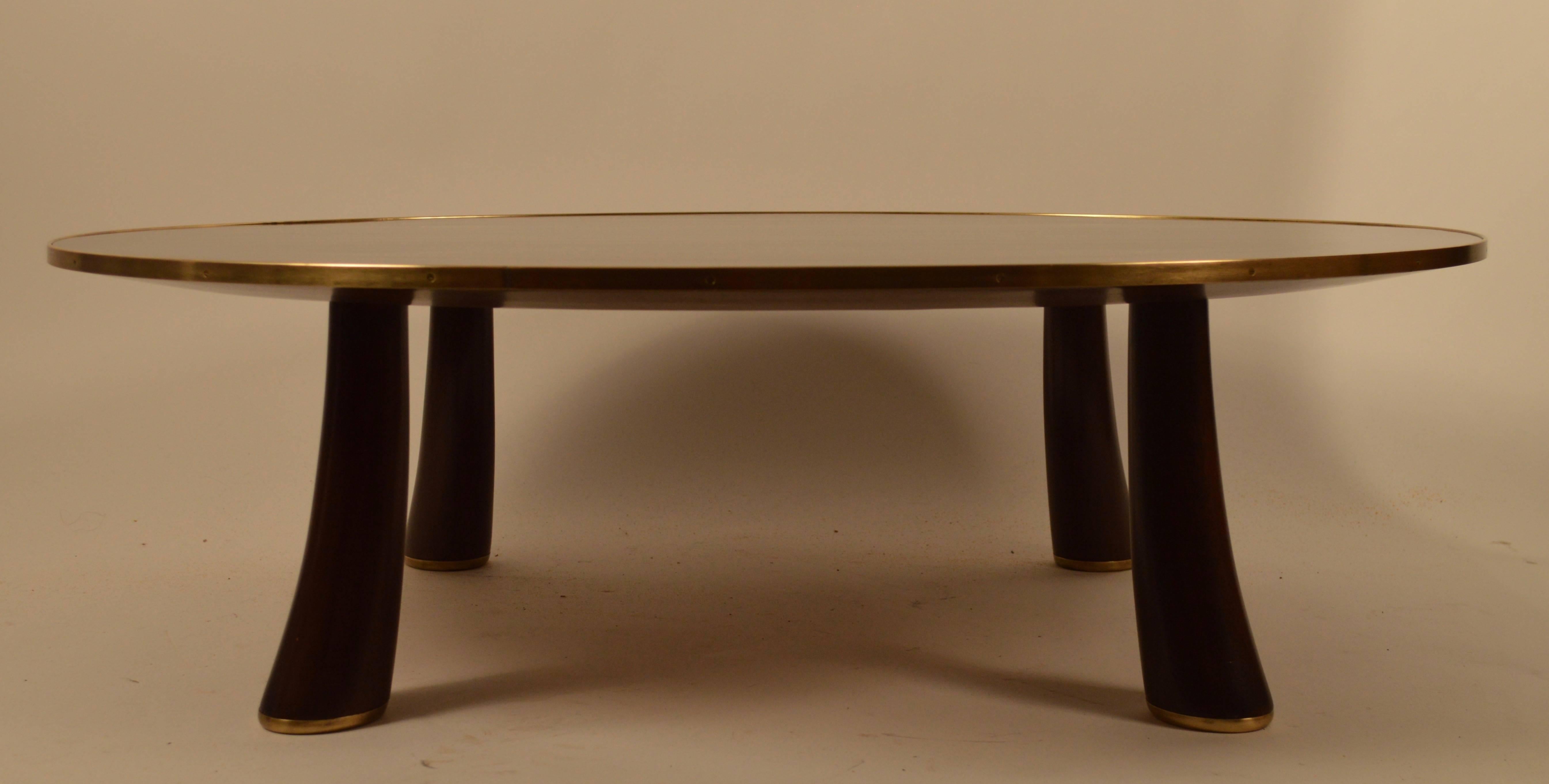 Brass Oval Coffee Table by Dunbar