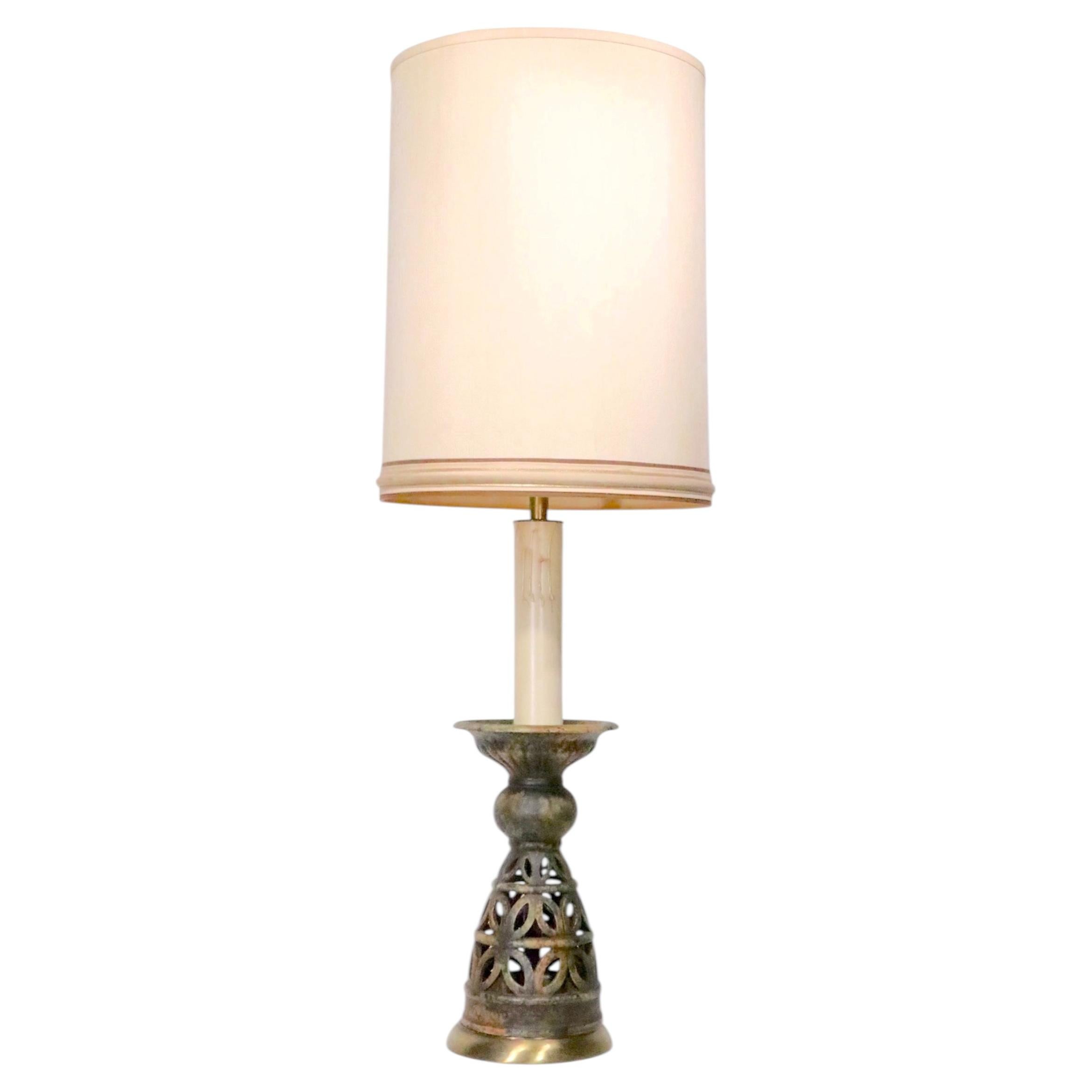 Oversize Brutalist Ceramic Table Lamp with Original Shade c. 1960/70's For Sale