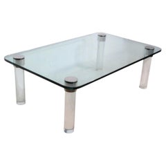 Hollywood Regency Glass, Lucite and Chrome Coffee Table by Leon Rosen for Pace