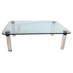 Hollywood Regency Glass Lucite and Chrome Coffee Table by Leon Rosen for Pace