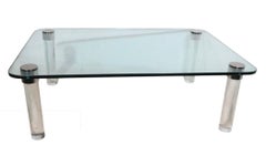 Hollywood Regency Glass Lucite and Chrome Coffee Table by Leon Rosen for Pace