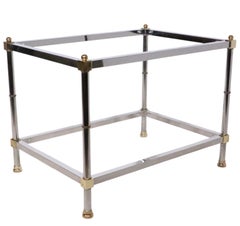 Pr. Hollywood Regency Chrome Brass and Glass Side Tables after Maison Jansen