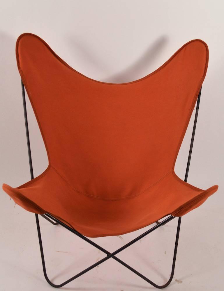 Mid-Century Modern Hardoy Butterfly Chair with Original Orange Canvas Sling Seat