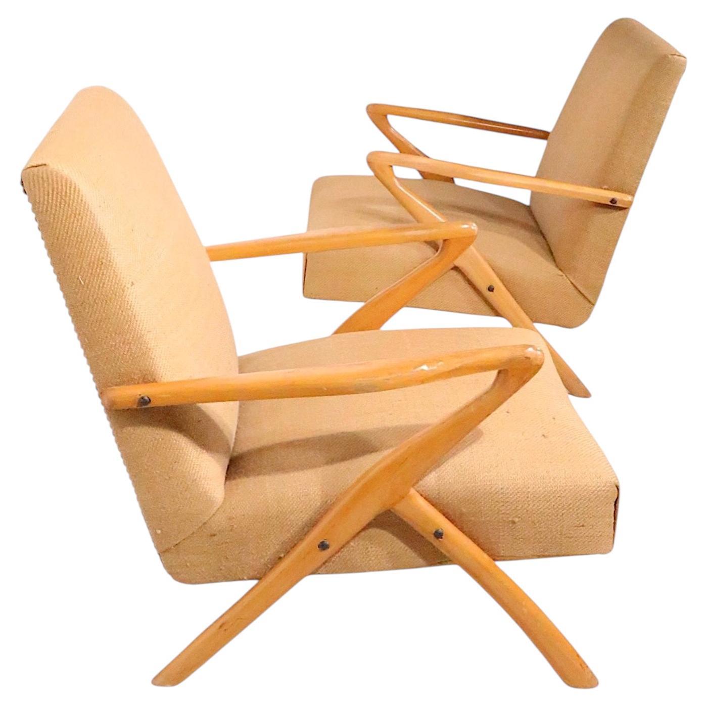 Pr. of Mid Century Lounge Chairs For Sale