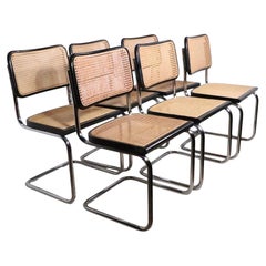 Lot de six chaises vintage « Cesca » de Marcel Breuer, fabriquées en Italie vers les années 1970