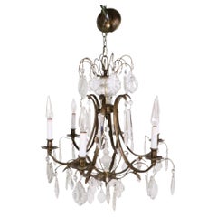 Vintage Louis XV style Brass and Glass Chandelier circa 1950's