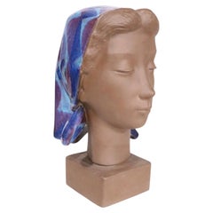 Danish Modern Ceramic Bust by Johannes Hedegaard Aluminia Royal Copenhagen 1960s
