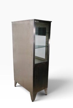 Vintage Industrial Steel and Glass Medical Cabinet by the Shampaine Company