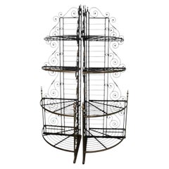 Pair Semi Circular Iron and Brass French Style Bakers Racks