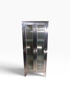 Industrial Commercial Grade Stainless Steel and Glass Medical Cabinet, Vitrine