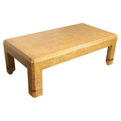 Hollywood Regency Style Coffee Table with Grass Cloth Surface after Springer