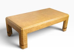 Hollywood Regency Style Coffee Table with Grass Cloth Surface after Springer