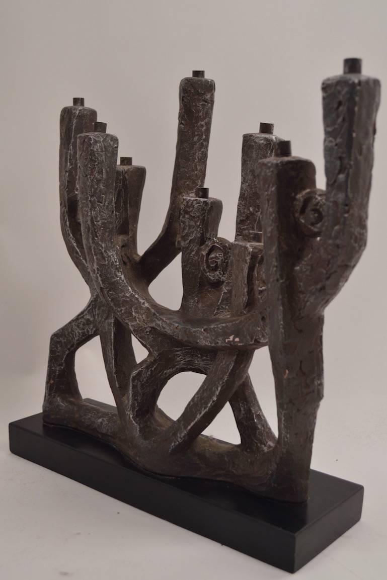 Brutalist Menorah by Noted Sculptor Klara Sever In Excellent Condition In New York, NY
