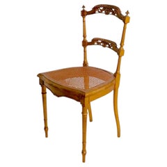 Graceful Carved Wood Gilt Side Chair with Caned Seat c. 1900/20's