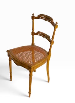 Graceful Carved Wood Gilt Side Chair with Caned Seat c. 1900/20's