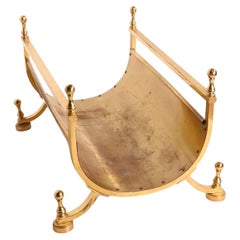 Elegant Vintage Firewood Log Holder in Solid Brass c. 1970's