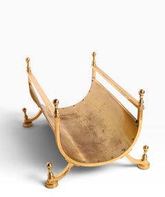 Elegant Vintage Firewood Log Holder in Solid Brass c. 1970's