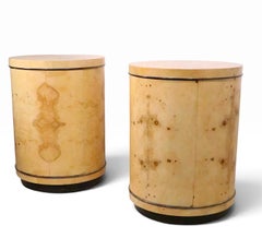 Pr. Drum Form Scene Two Night Tables by Henredon c. 1980's