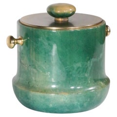 Iconic Hollywood Regency Lacquered Ice Bucket by Aldo Tura Made in Italy c 1960s