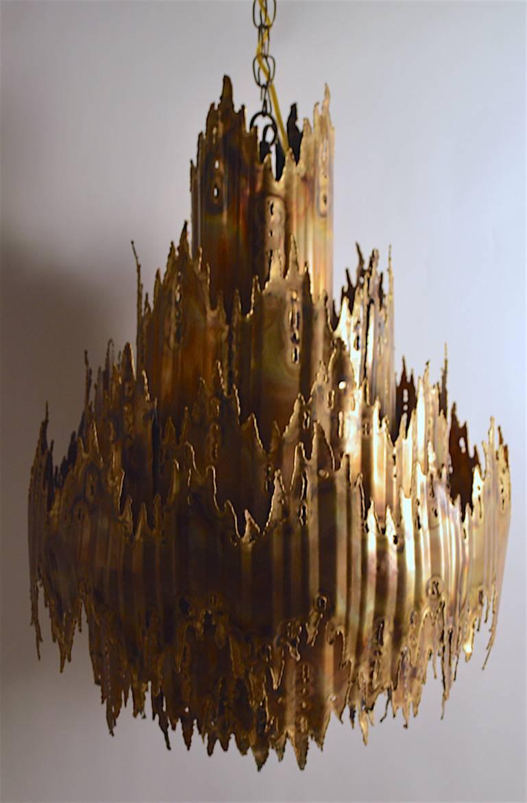 Massive Brutalist Tom Greene Chandelier 1