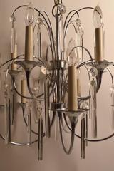 Ten-Light Chrome and Glass Chandelier by Sciolari