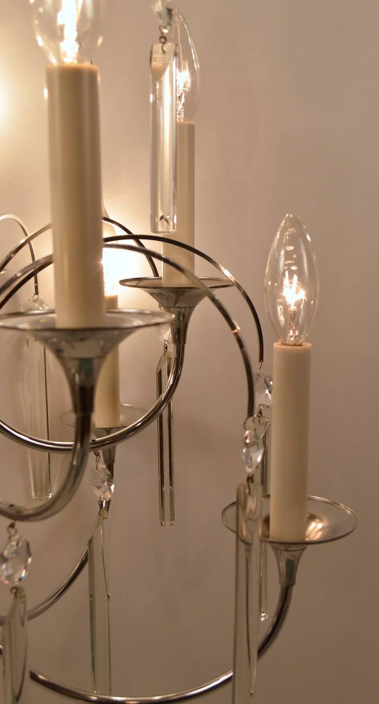 Late 20th Century Ten-Light Chrome and Glass Chandelier by Sciolari For Sale