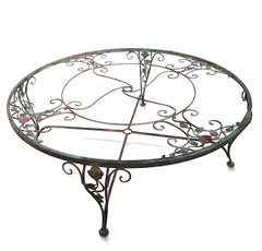 Vintage Garden Patio Poolside Woodard Chantilly Rose Coffee Table circa 1950's