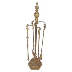 Classical Style Five Piece Brass Fireplace Tool Set