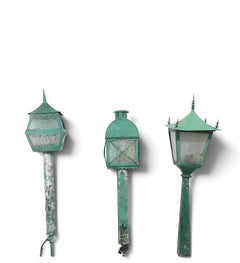 Set of Three Art Deco Garden Post Lantern Lights circa 1930's