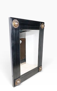 Biedermeir Regency Style Mirror with Black and Brass Frame