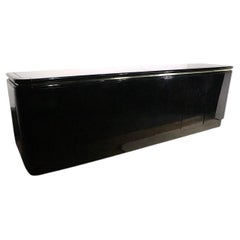 Large Hollywood Regency Black Lacquered Credenza Sideboard Made in Italy 1970/80