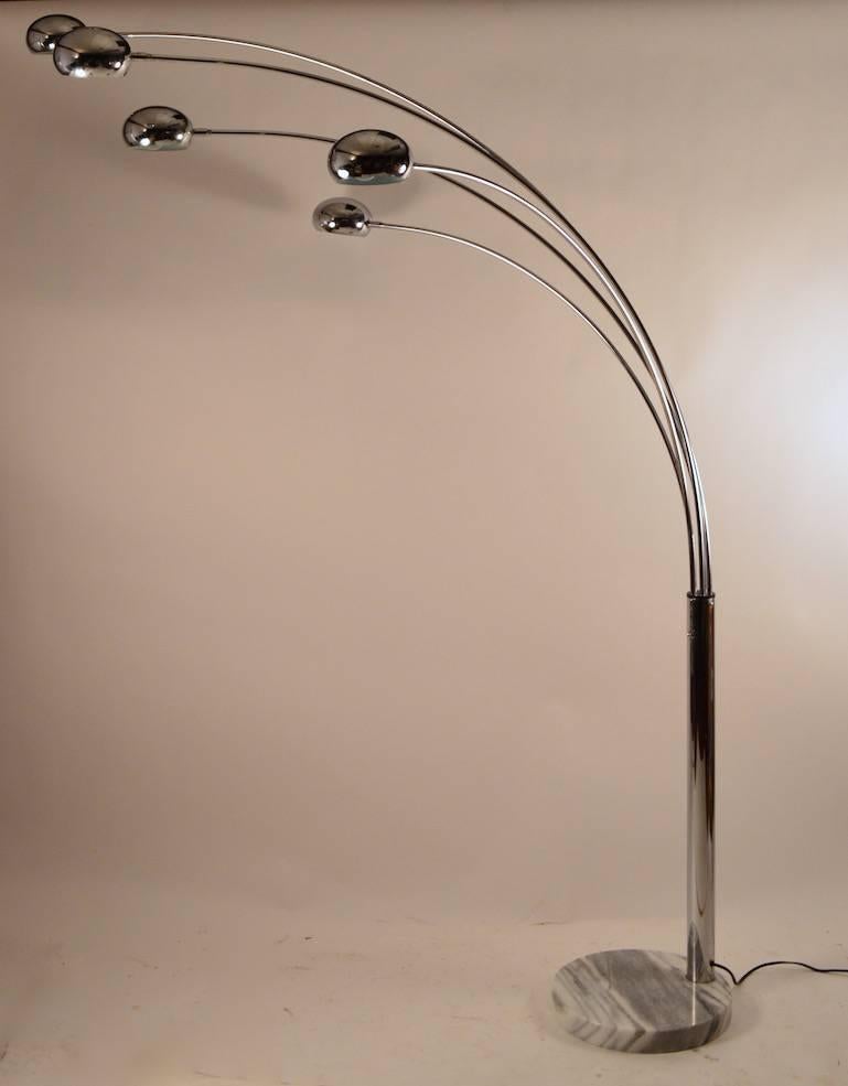 Five-Light Chrome and Marble Arc Lamp 3