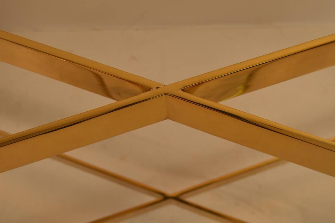 High Quality Lucite Brass and Glass Dining Table In Excellent Condition For Sale In New York, NY