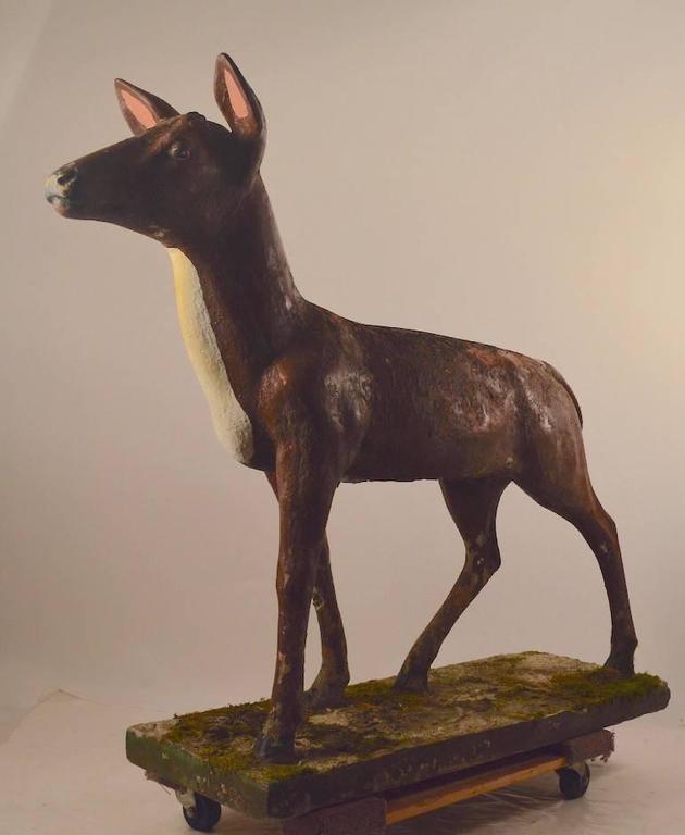 Large Poured Stone Deer Lawn Statuary For Sale at 1stDibs