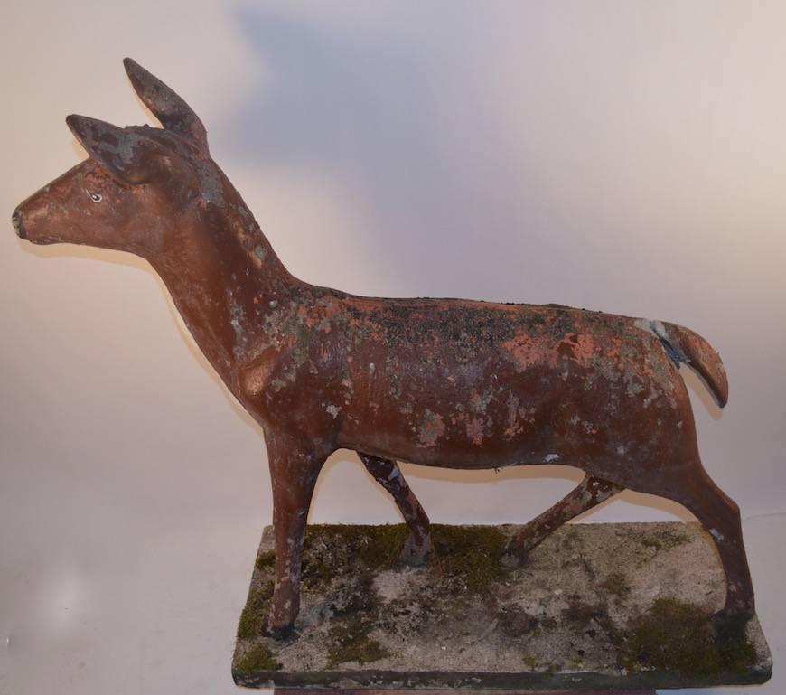Rustic Large Poured Stone Deer Lawn Statuary For Sale