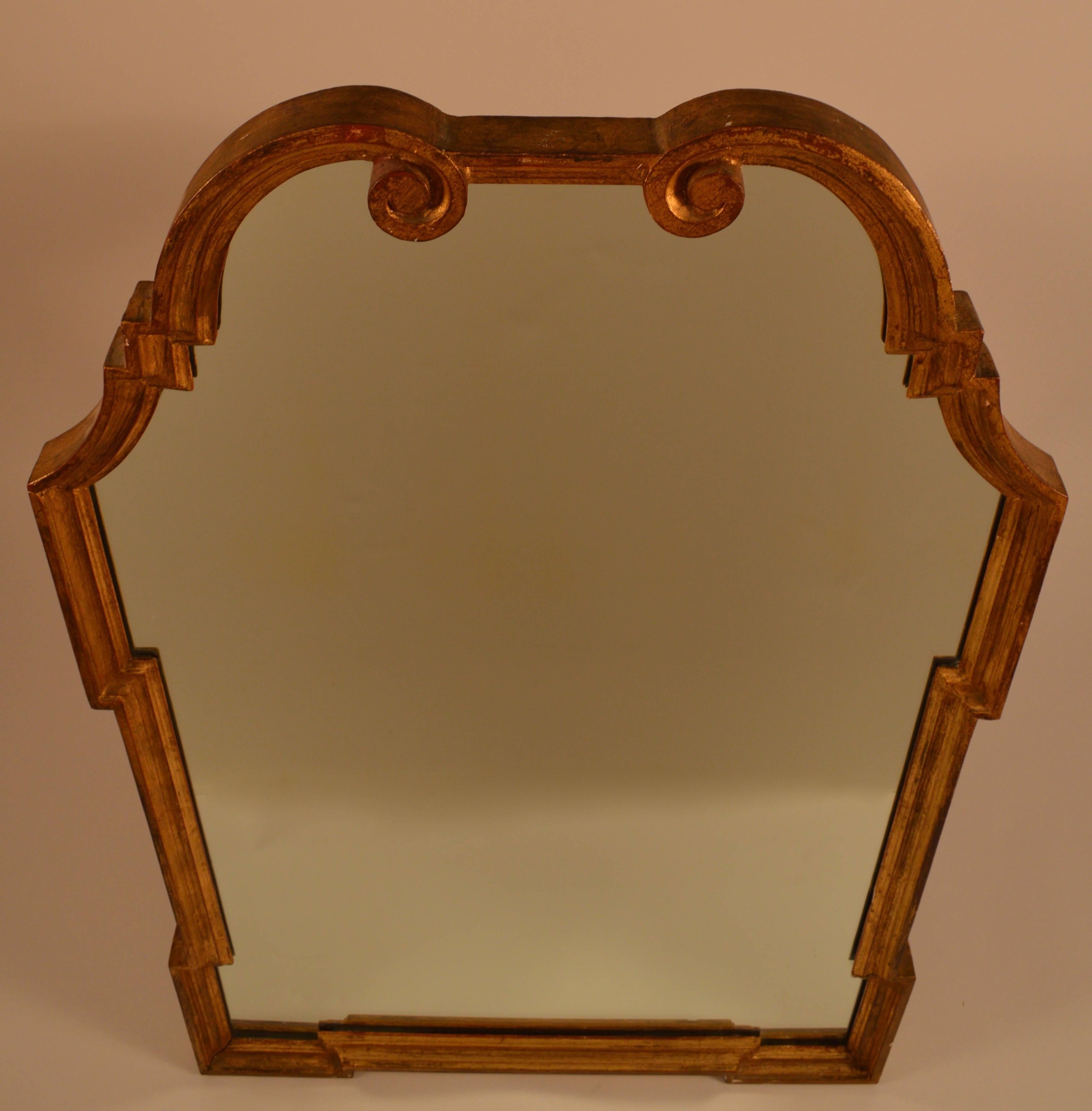 Hollywood Regency Labarge Queen Anne Style Gilt Mirror