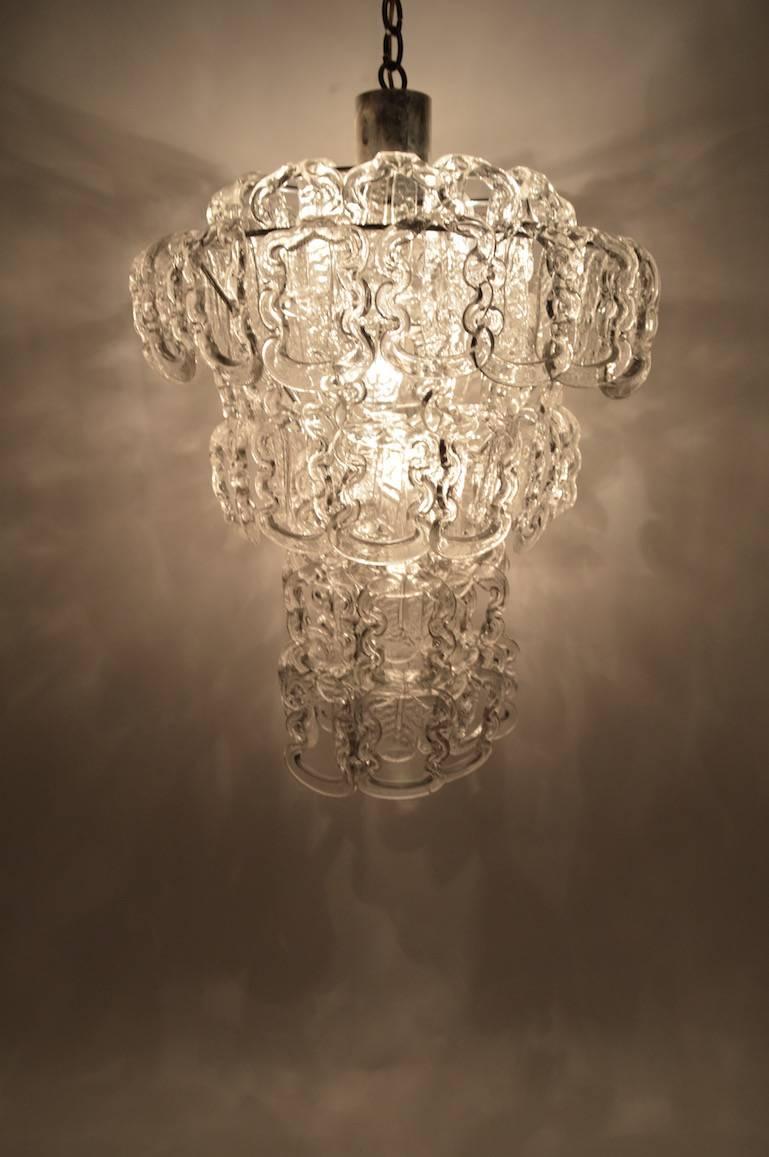 Vistosi Chandelier Attributed to Mangiarotti In Excellent Condition For Sale In New York, NY