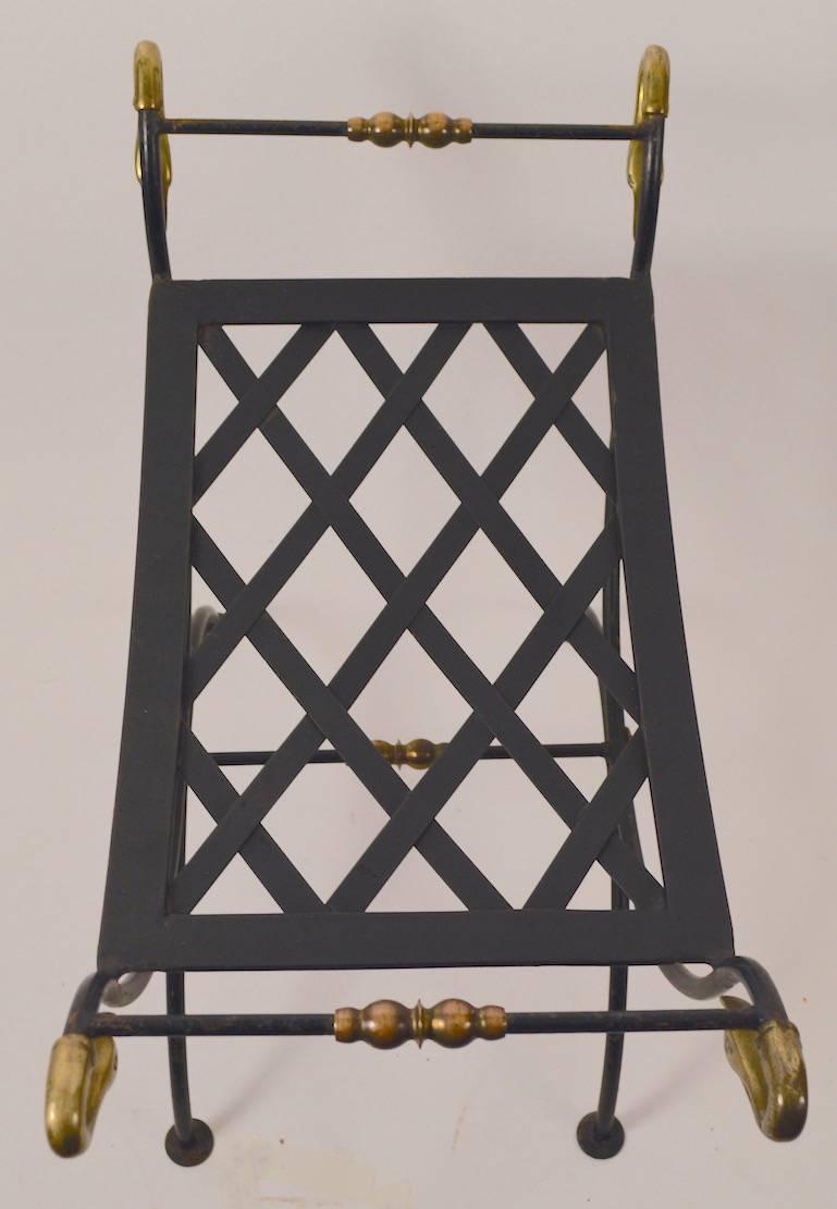 Mid-20th Century Pair of Brass and Iron Swan Benches Ottomans