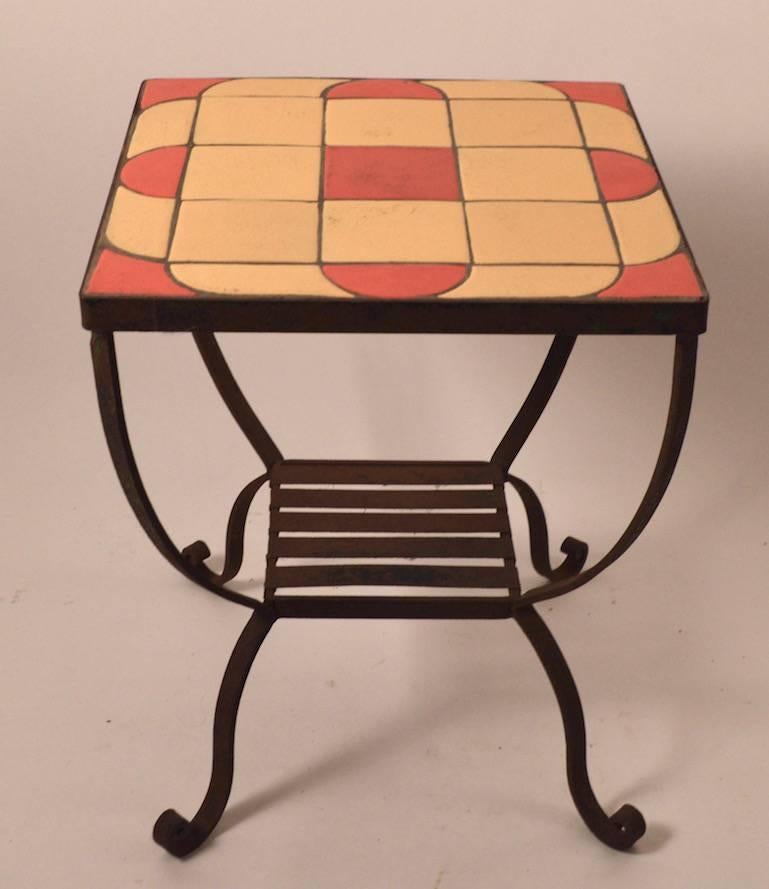 Art Deco Iron Base Tile Top Table