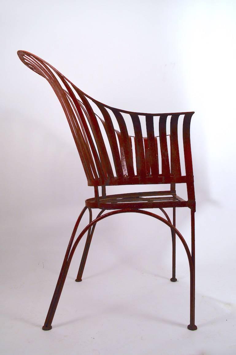 Mid-20th Century Iron Strap Garden Chair