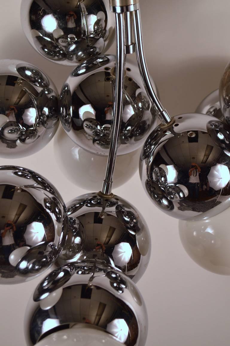 Chrome Ball Molecule Nine-Light Chandelier Attributed to Torino In Excellent Condition In New York, NY