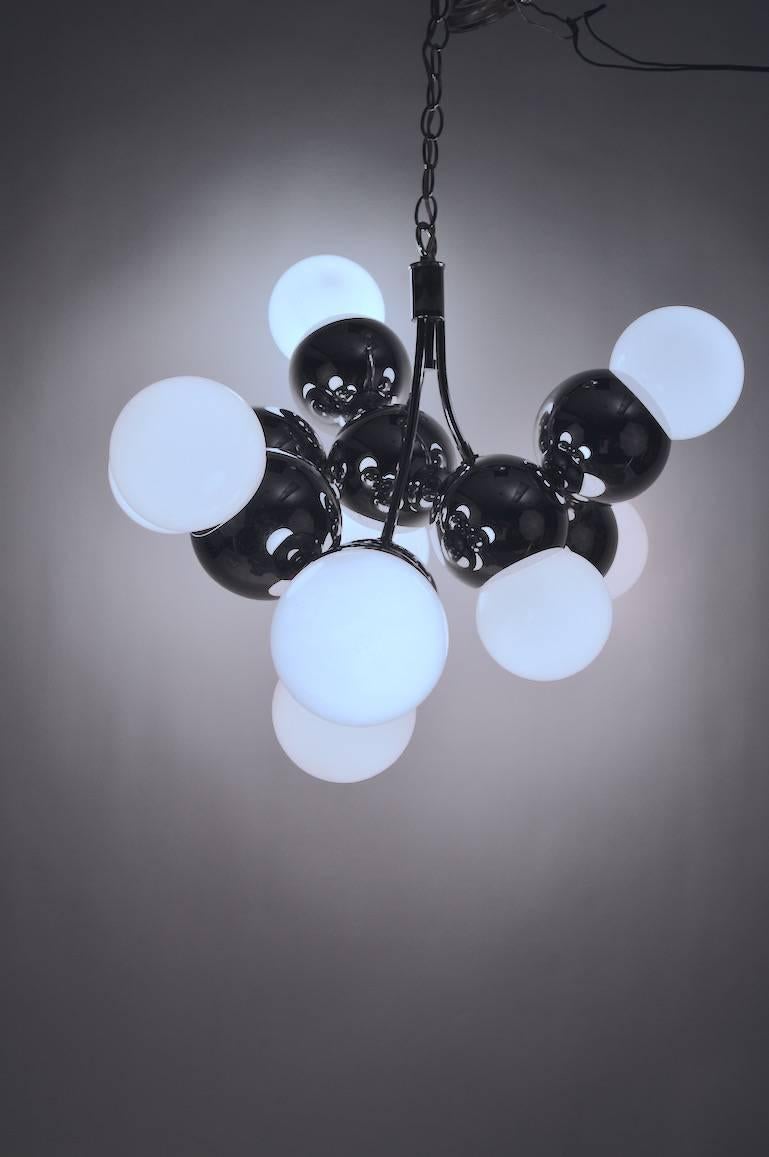 Late 20th Century Chrome Ball Molecule Nine-Light Chandelier Attributed to Torino