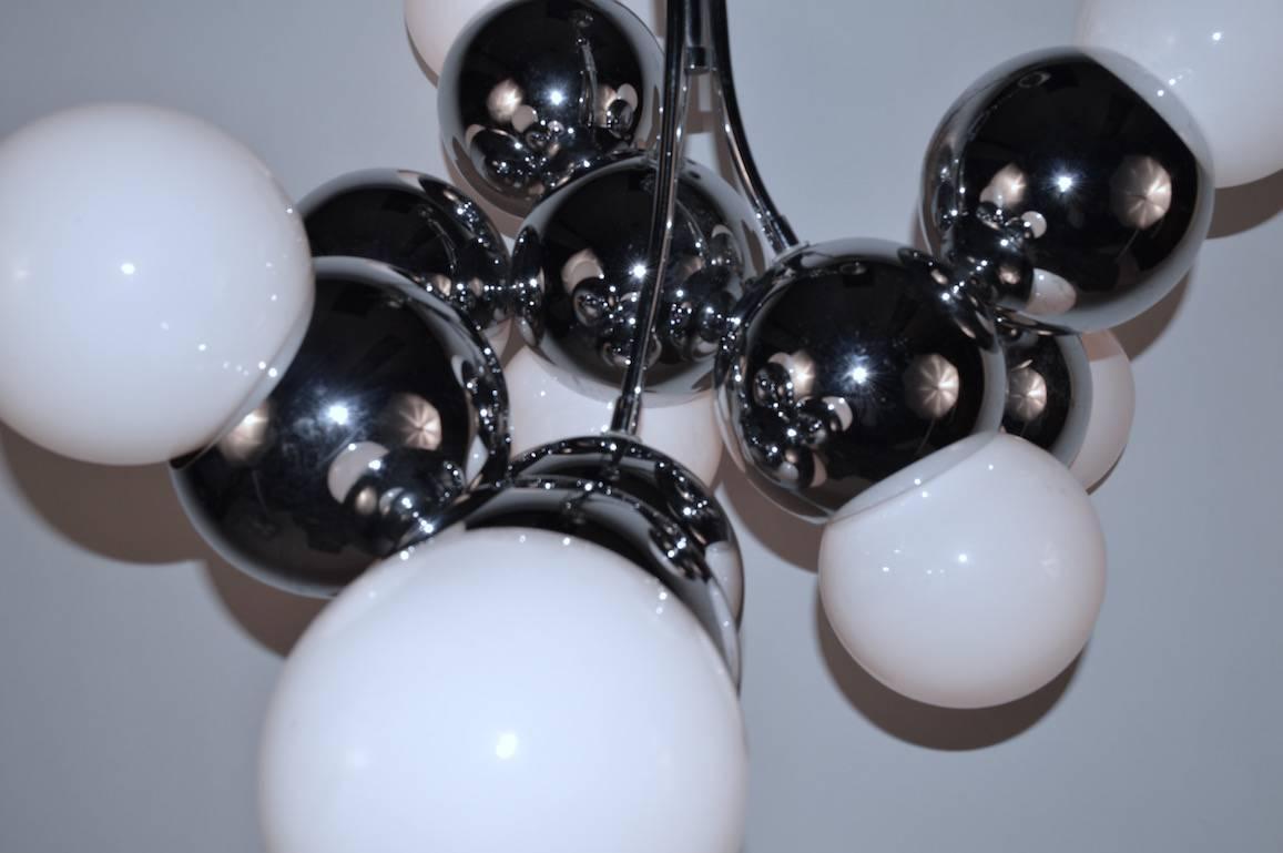 Chrome Ball Molecule Nine-Light Chandelier Attributed to Torino 2