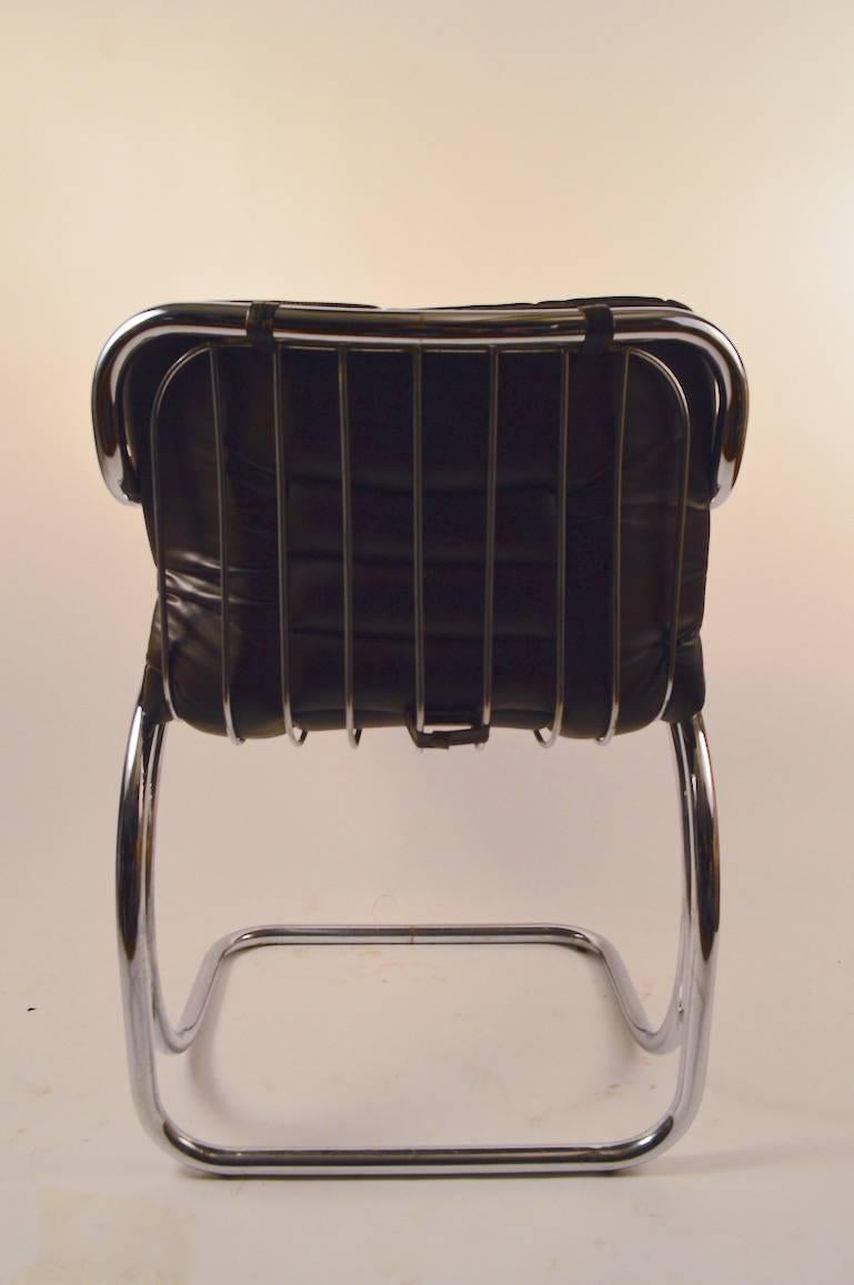 Mid-Century Modern Set of Four Tubular Chrome Dining Chairs
