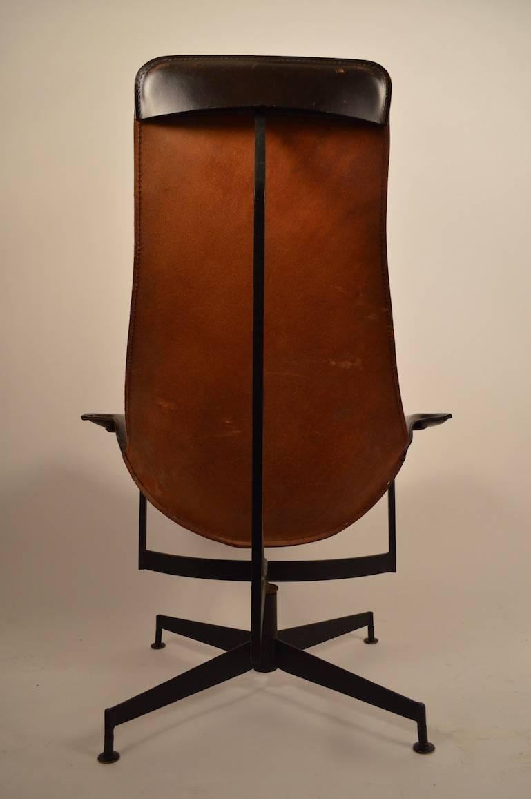 Mid-20th Century William Katavolos for Leathercrafter Leather Swivel Sling Chair