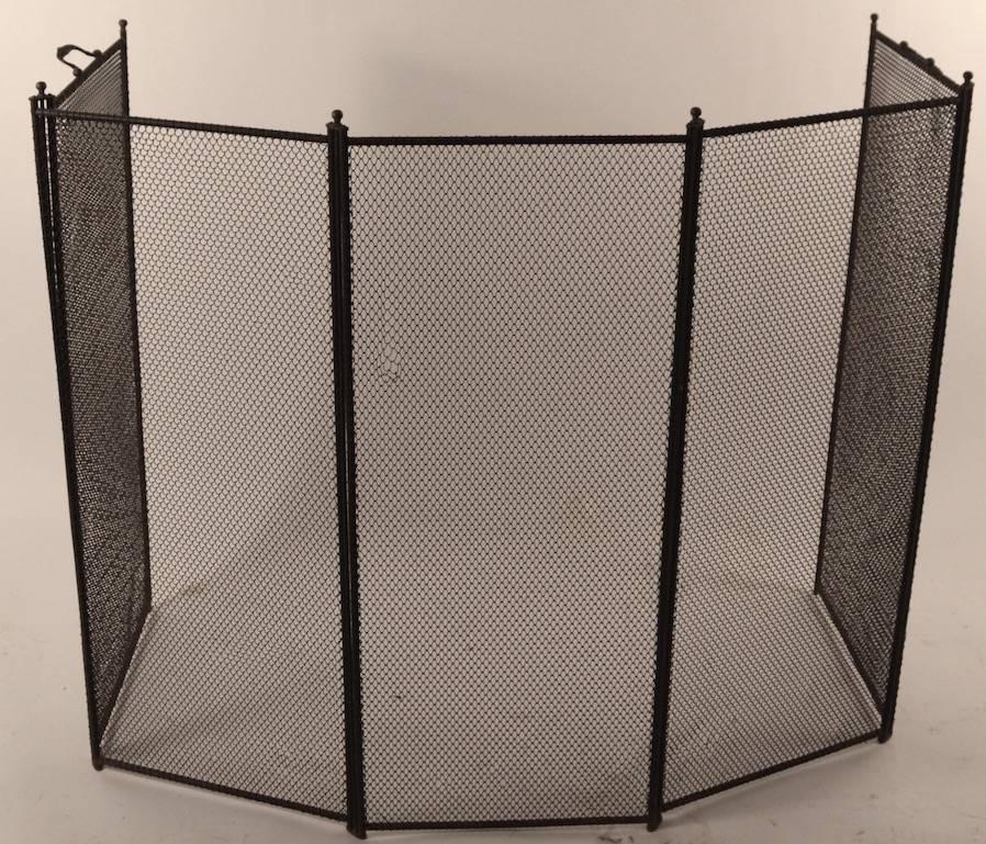 Folding Mesh Spark Gard Fire Screen In Good Condition In New York, NY