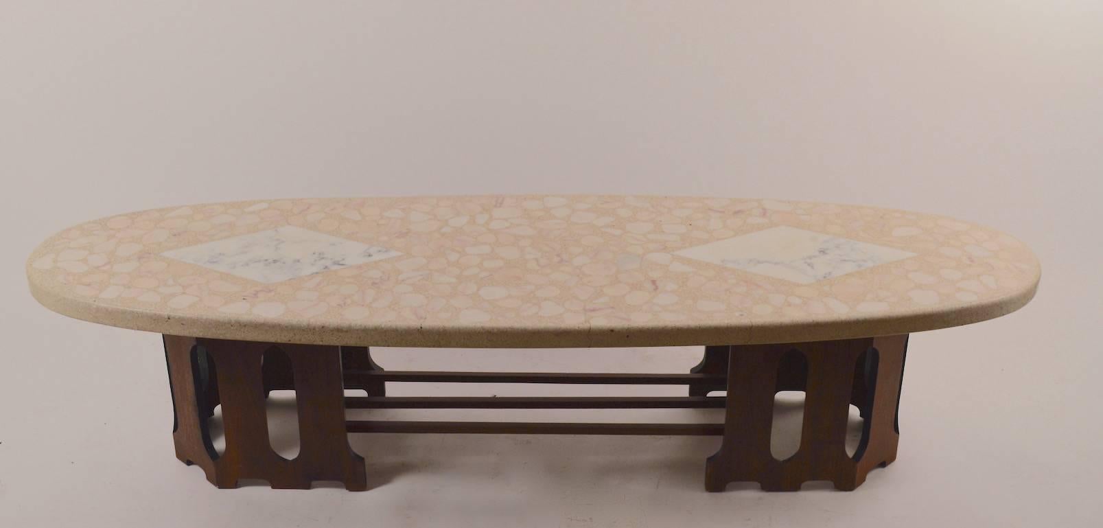 Mid-20th Century Terrazzo Top Surfboard Coffee Table For Sale