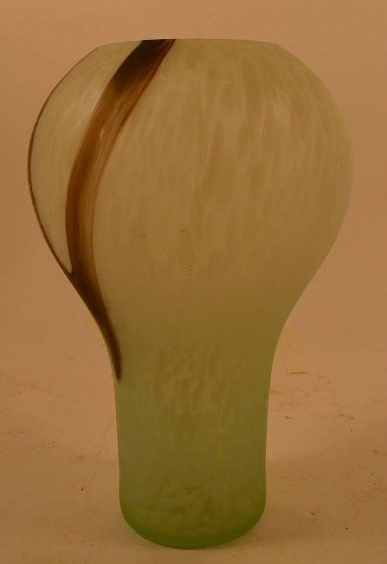 Mid-Century Modern Postmodern Frosted Spatterware Glass Vase