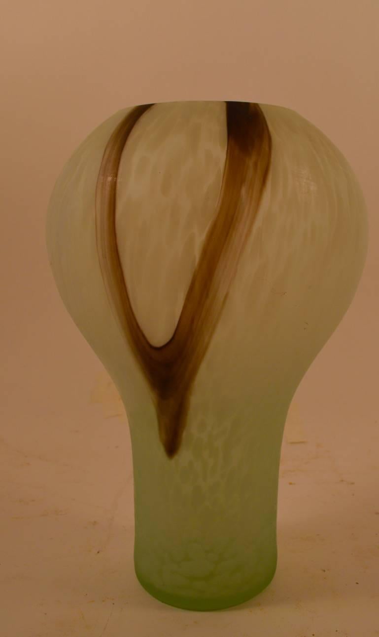 Italian Postmodern Frosted Spatterware Glass Vase